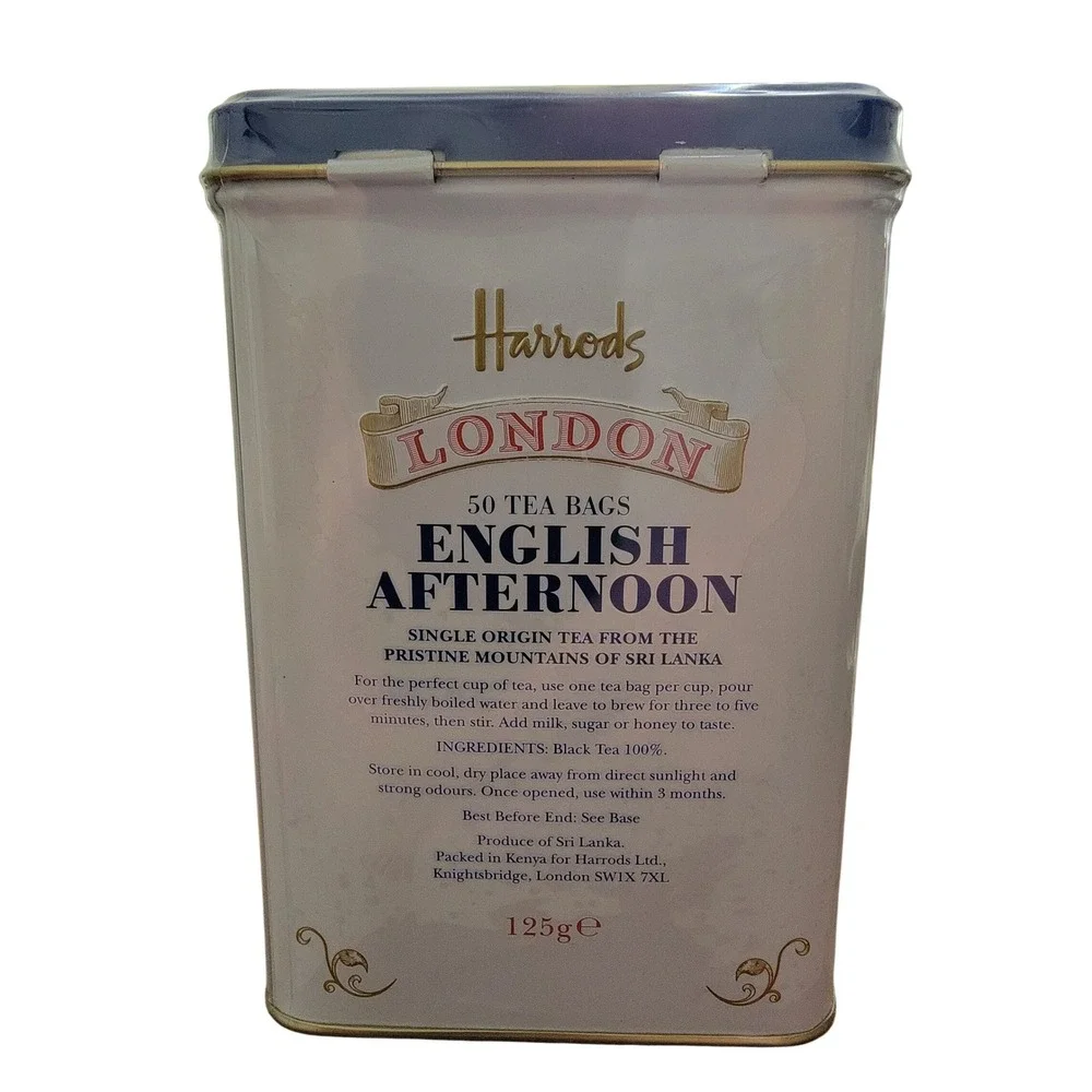 Harrods London English Afternoon‎ Tea Tin 50 Bags Collectible Tea Canister UK